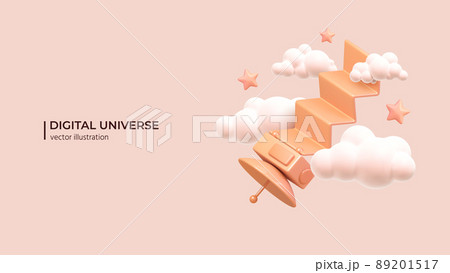Realistic 3d design of artificial satellite providing internet service. Realistic 3d design of artificial satellite providing internet service. 89201517