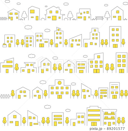 街並みのイラストの背景・パーツ素材セット　ベクター 89201577