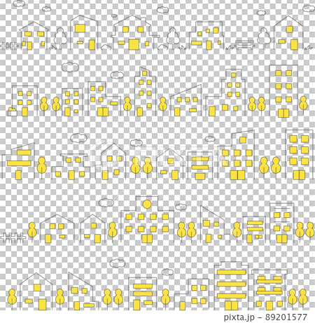 城市景觀插圖矢量背景/零件材料集 89201577