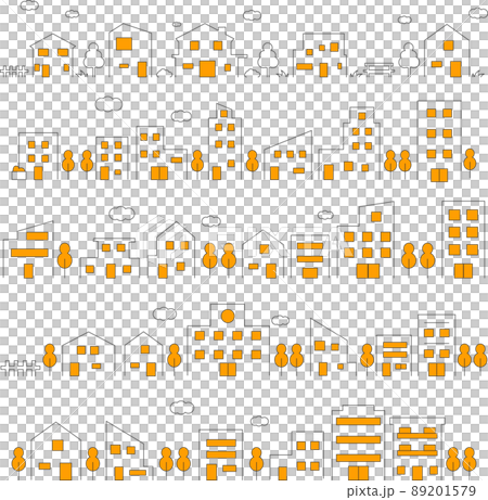 城市景觀插圖矢量背景/零件材料集 89201579