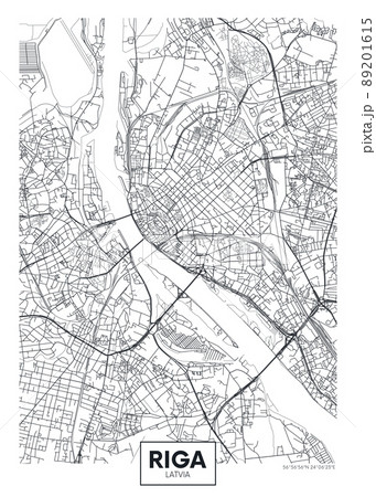 City map Riga, travel vector poster design 89201615