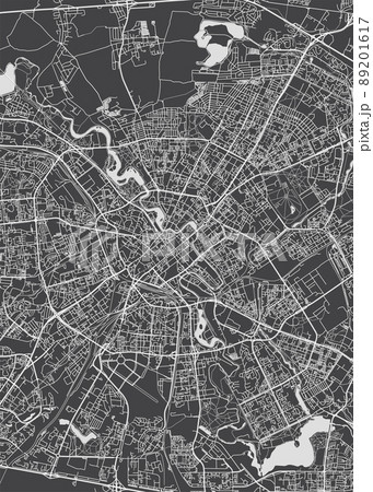 City map Minsk, monochrome detailed plan, vector illustration 89201617