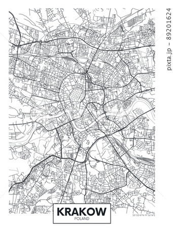 City map Krakow, travel vector poster design 89201624