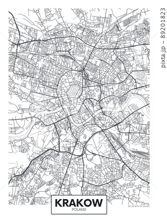City map Krakow, travel vector poster design 89201823