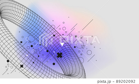 Torus vaporwave abstract gradient background mathematic 3d structure physical figures, Vector posters with strange wireframes of geometric shapes modern design inspired by brutalism 89202092