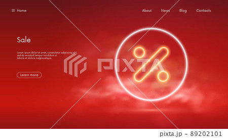 Luminous percent symbol, discounts and sales concept, big sale special offer banner, futuristic technology with red neon glow in the smoke, vector business background Luminous percent symbol, discounts and sales concept, big sale special offer banner, futuristic technology with red neon glow in the smoke, vector business background 89202101