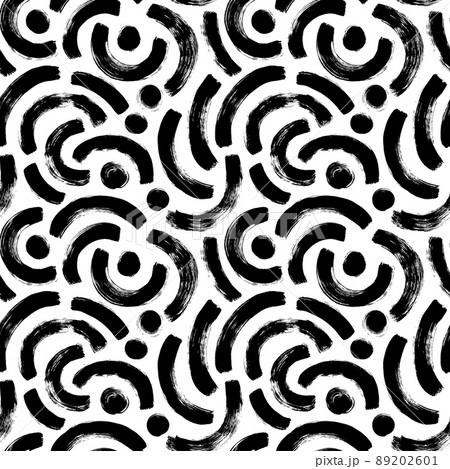 Geometric pattern with half grunge black circles. 89202601