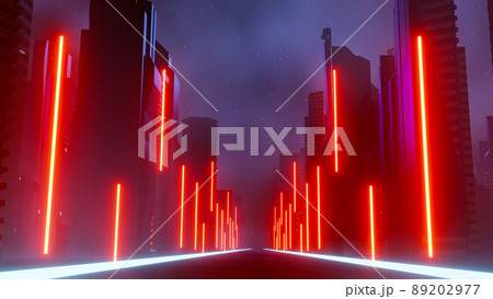 3d render of Cyber punk night city landscape concept. Light glowing on dark scene. Night life. Technology network for 5g. Beyond generation and futuristic of Sci-Fi Capital city and building scene. 3d render of Cyber punk night city landscape concept. Light glowing on dark scene. Night life. Technology network for 5g. Beyond generation and futuristic of Sci-Fi Capital city and building scene. 89202977