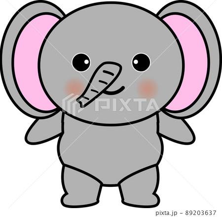 可愛い象さんのキャラクターのイラスト素材 3637