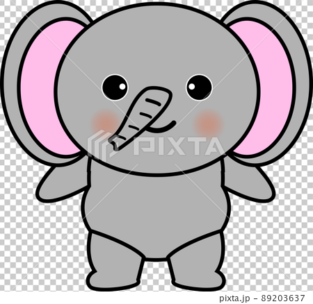 可愛い象さんのキャラクターのイラスト素材 3637