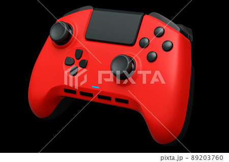 Realistic red joystick for video game controller on black background. 3D rendering of streaming gear for cloud gaming and gamer workspace concept Realistic red joystick for video game controller on black background. 3D rendering of streaming gear for cloud gaming and gamer workspace concept 89203760