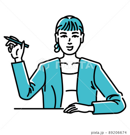 鉛筆で何かを指すビジネスパーソン(女性) 鉛筆で何かを指すビジネスパーソン(女性) 89206674