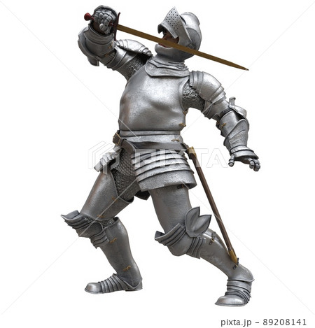 Medieval knight in armor isolated white background 3d illustration Medieval knight in armor isolated white background 3d illustration 89208141