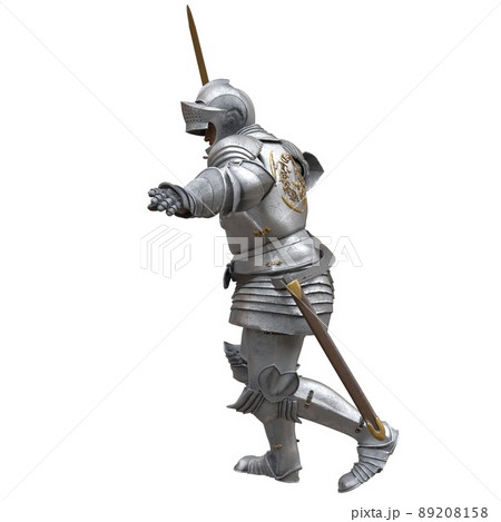 Medieval knight in armor isolated white background 3d illustration Medieval knight in armor isolated white background 3d illustration 89208158