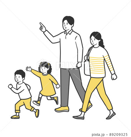 出かける小さいこどものいる家族 89209325