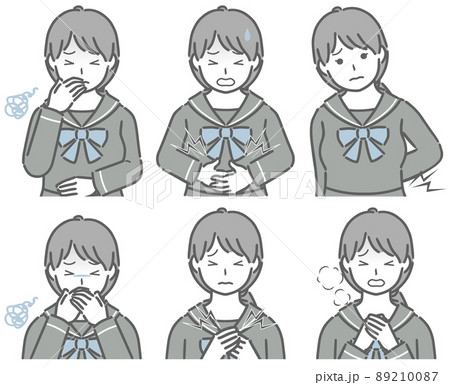 体調が悪い女子学生のイラスト素材 [89210087] - PIXTA