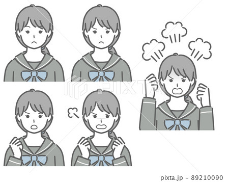怒る表情の強弱 女子学生 怒る表情の強弱 女子学生 89210090