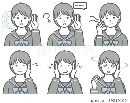 耳の調子が悪い女子学生 耳の調子が悪い女子学生 89210109