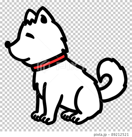 横を向いた白い犬のイラストのイラスト素材