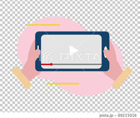 在智能手機上觀看視頻 橫屏 手機和視頻 SNS 插圖 89215016