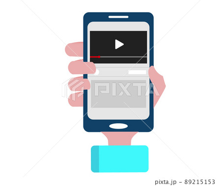 スマホで動画を見る 携帯とビデオ SNS イラスト スマホで動画を見る 携帯とビデオ SNS イラスト 89215153