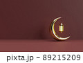 Islamic Ramadan lantern with half moon 3D rendering 89215209