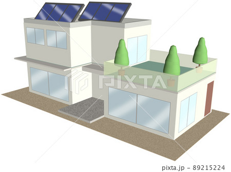 3Dイラストによるソーラーパネルを備えた住宅イメージ 3Dイラストによるソーラーパネルを備えた住宅イメージ 89215224