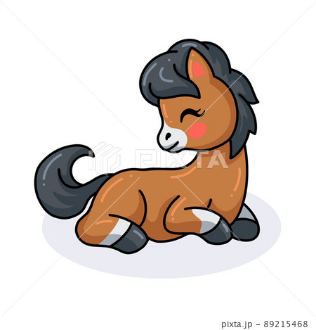 Cute Baby Donkey Cartoon Lying Down のイラスト素材