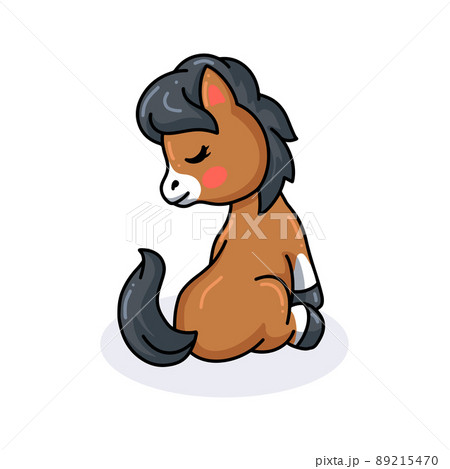 Cute baby donkey cartoon sitting Cute baby donkey cartoon sitting 89215470