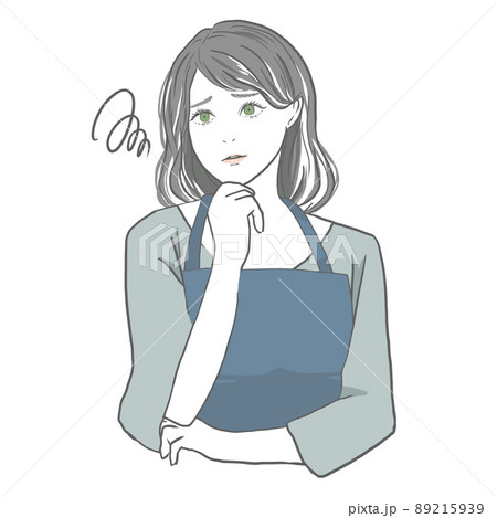 困るエプロンの女性 89215939