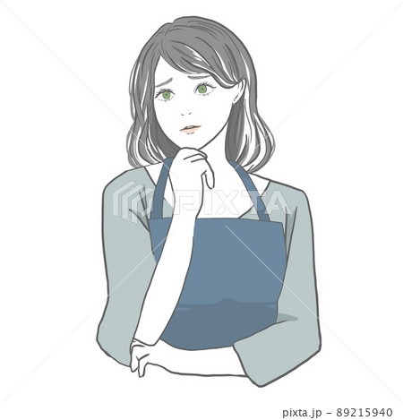 困るエプロンの女性 89215940