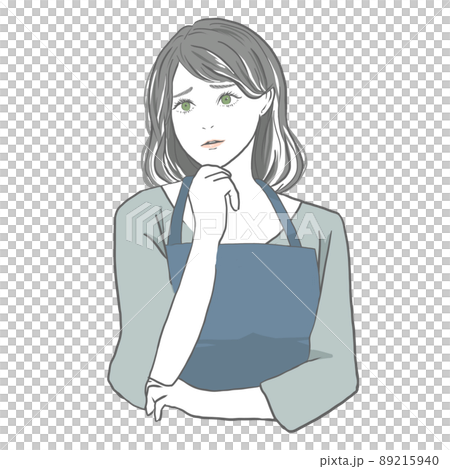 困るエプロンの女性 89215940