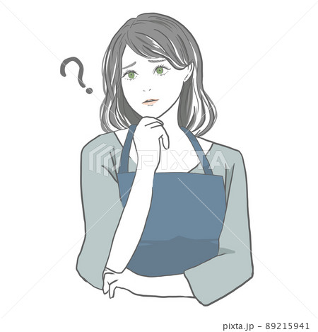 考えるエプロンの女性 89215941