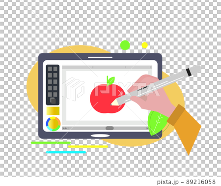 タブレットでリンゴの絵を描く お絵かきタブレット iPad ソフトやアプリ。イラスト	 タブレットでリンゴの絵を描く お絵かきタブレット iPad ソフトやアプリ。イラスト	 89216058