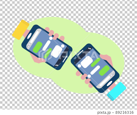 トークアプリで会話する スマホ画面 携帯。イラスト 89216316
