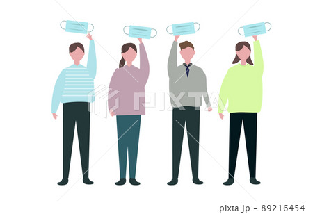 脱マスク マスクを取る人々 マスクを外す男女 89216454