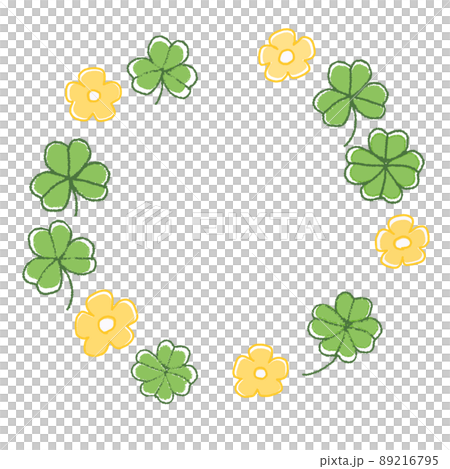 三葉草和花圓框 三葉草和花圓框 89216795