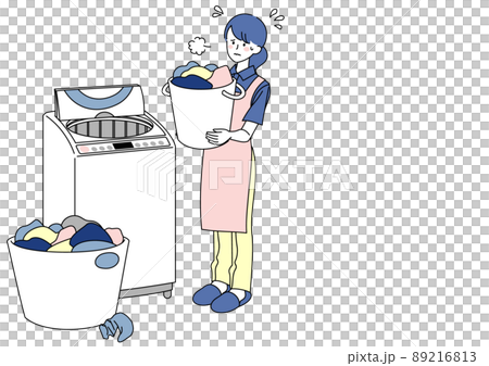一個女人厭倦了洗很多衣服 89216813