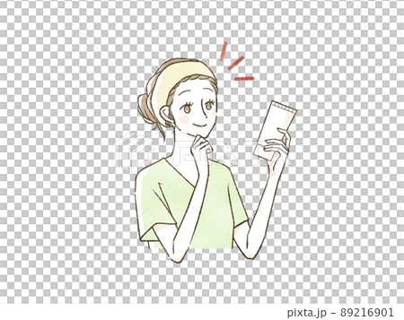 チューブボトルを見ている女性 チューブボトルを見ている女性 89216901