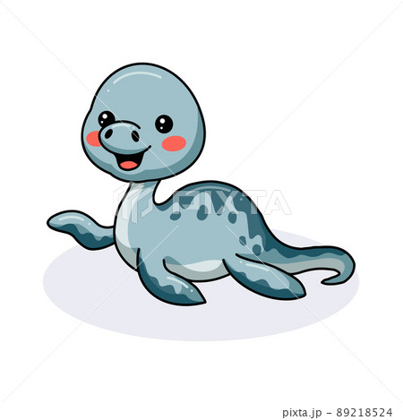 Cute little elasmosaurus dinosaur cartoon	 89218524