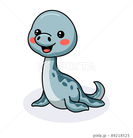 Cute little elasmosaurus dinosaur cartoon	 89218525