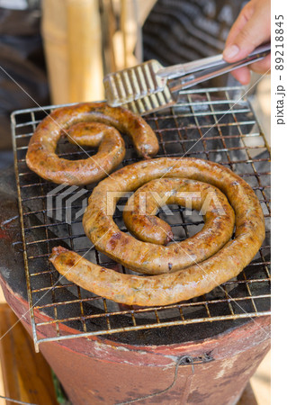 Northern Thai spicy sausage street food  89218845