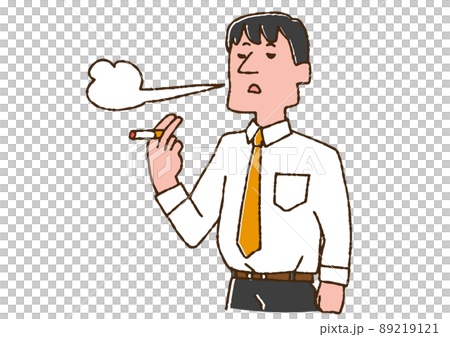 タバコを吸っている男性 コミカルな手書きの人物 ベクター、温かみのある線画 タバコを吸っている男性 コミカルな手書きの人物 ベクター、温かみのある線画 89219121