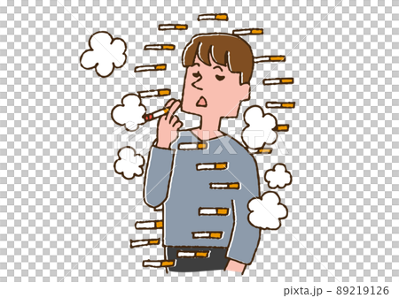 Chain smoker male comical handwritten person... - Stock Illustration ...