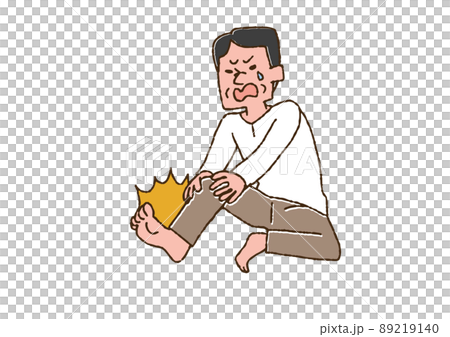 A man who feels severe pain due to gout, a comical handwritten person vector, a warm line drawing 89219140