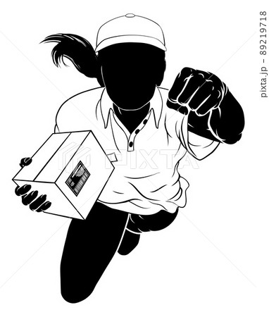 Silhouette Super Hero Delivery Woman Courier 89219718