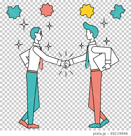 A man who shakes hands firmly with a business partner A man who shakes hands firmly with a business partner 89219946