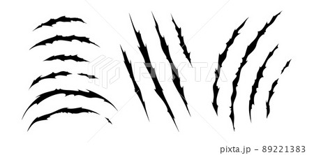 Claw scratches of wild animal. Set with cat scratches marks isolated in white background. Vector illustration 89221383