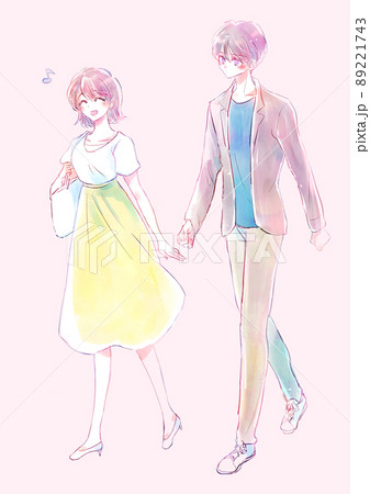 デートするカップル 意中の女性と手を繋ごうとする男性 デートするカップル 意中の女性と手を繋ごうとする男性 89221743
