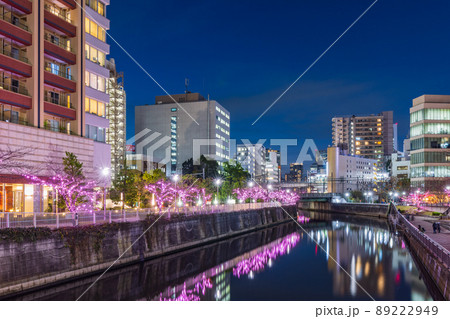 目黒川冬の桜イルミネーション　東京冬風景 89222949
